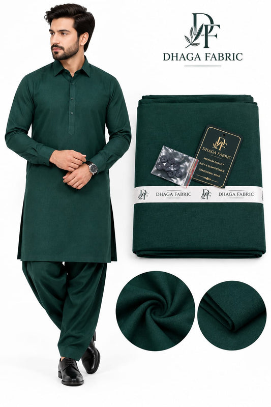 Dhaga Fabric Bottle Green Unstitched Kurta Shalwar Fabric